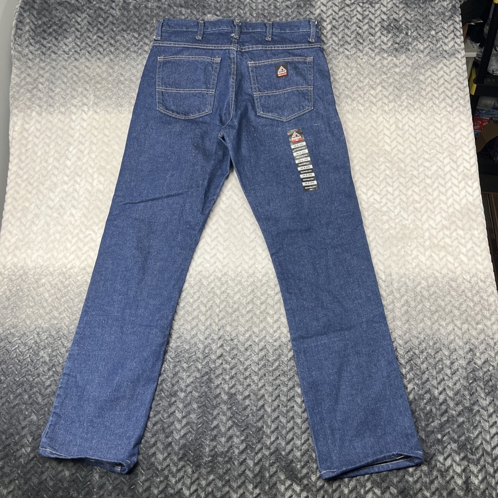 NWT Bulwark FR Flame Resistant Jeans Mens Size 34x34 Blue Straight (Tag 34x37U)
